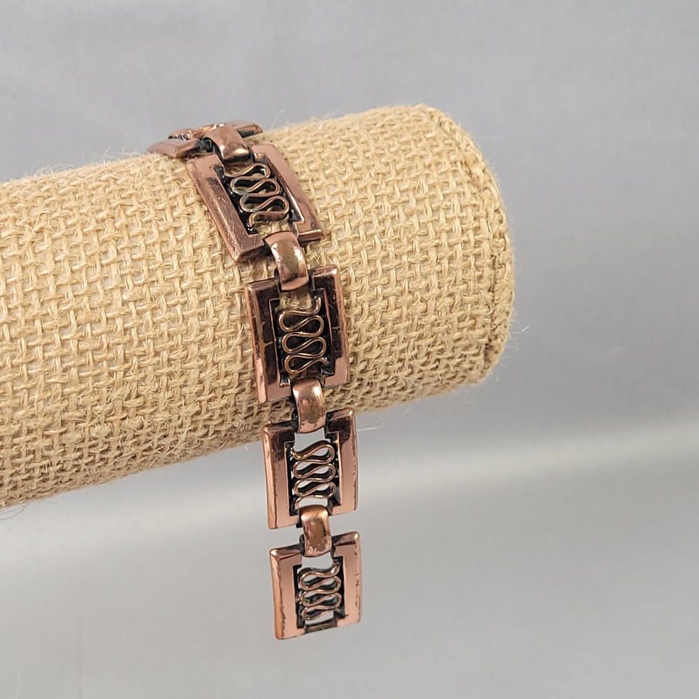Vintage Renoir Copper Link Bracelet Mid Century Modern Geometric MCM Signed